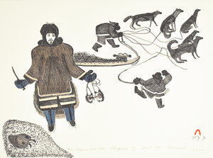 Inuit Trappers and Dogs