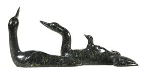 Two Loons with Chicks
